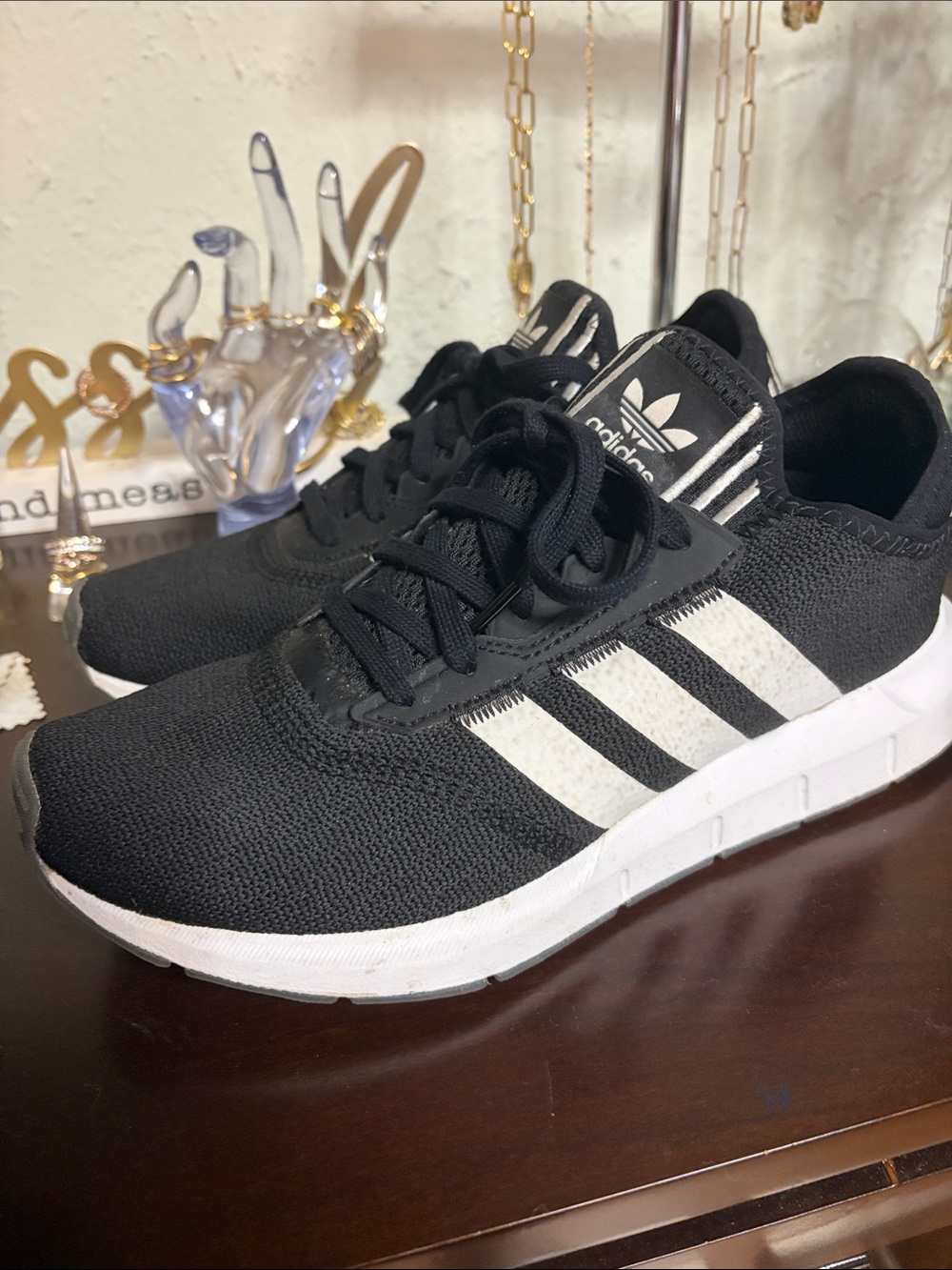 adidas Black & White Lightweight Knit Sneakers